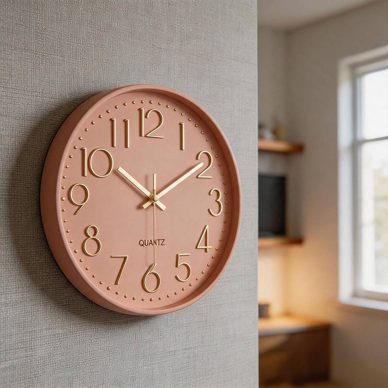 Modern Wall Clock 25cm Silent Running 3D Raised Numbers for Living Room gallery