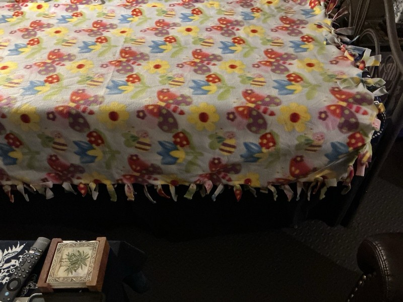 Handmade Handtied Single Layer Butterfly Bumblebee Flower Fleece Blanket 66”x48” gallery