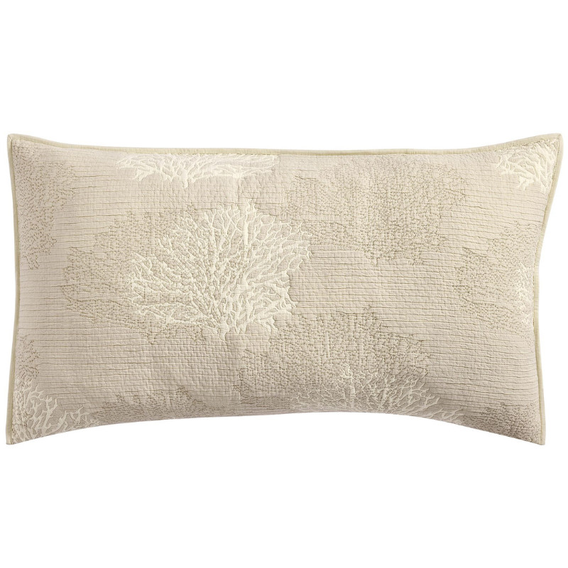 New Pottery Barn Coral Reversible Quilted Sham Pebble King gallery