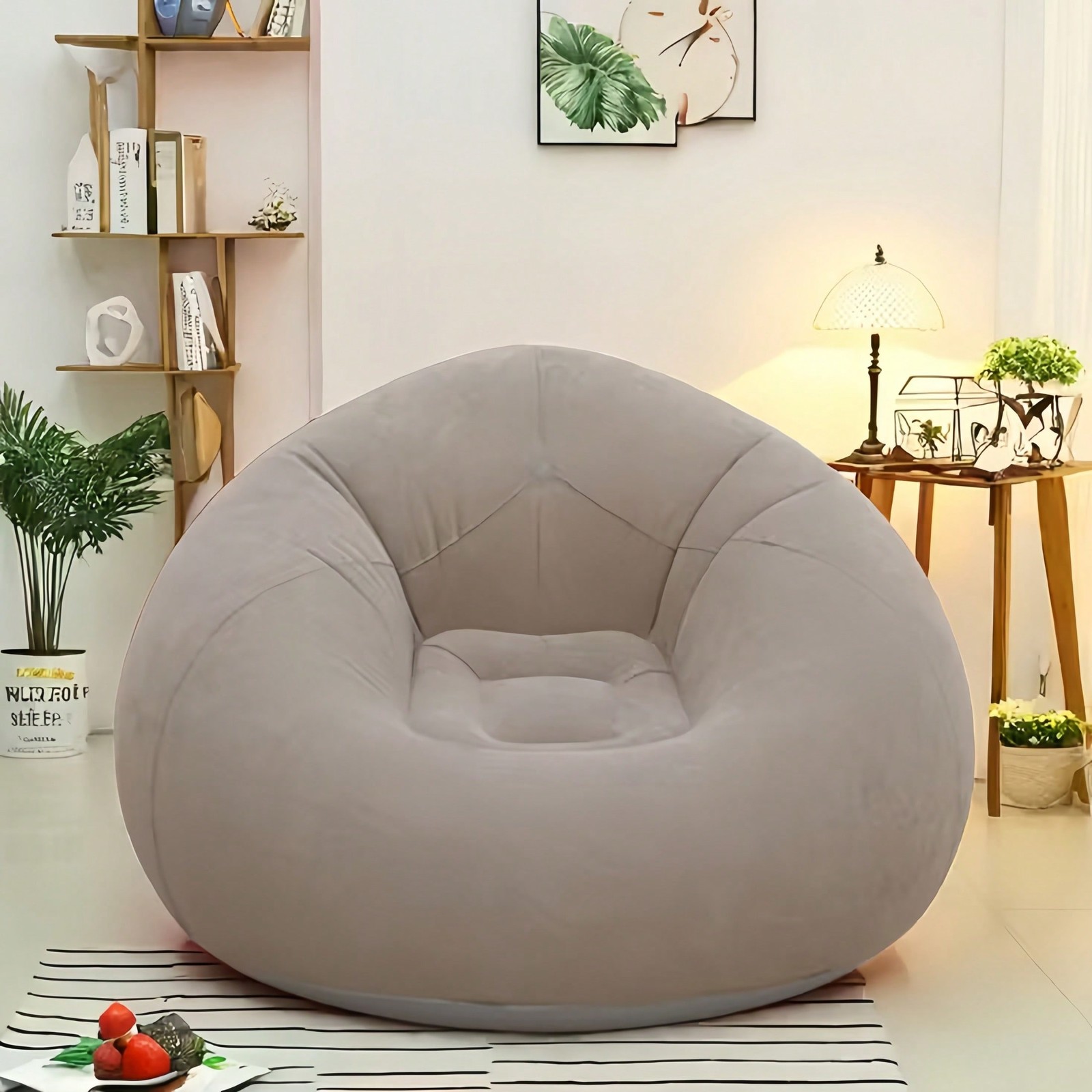 1pc Inflatable Slouchy Chair Portable Foldable Single Person Slouchy Sofa Brown gallery
