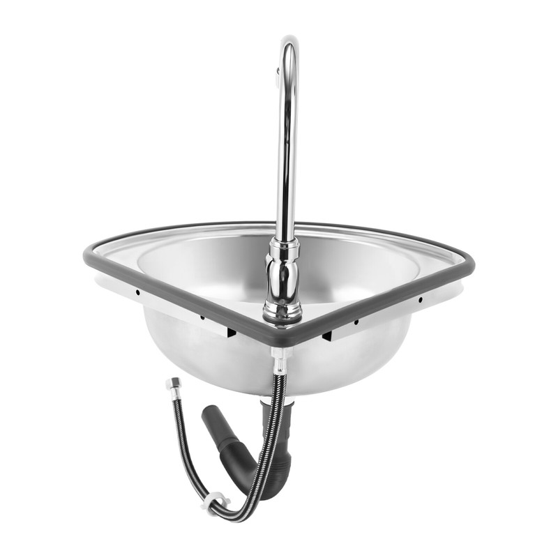 Single Triangle Wash Basin, Corner Sink Small Bar Sink Stainless Steel w/ Faucet gallery