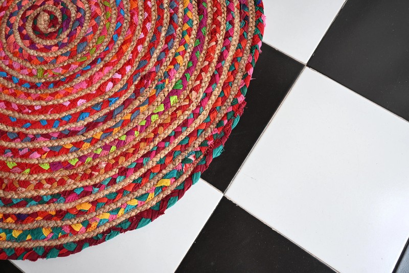 Rugmoda Jute Multicolor Braided 3x3 Round Living Room Area Rug Hand Woven gallery