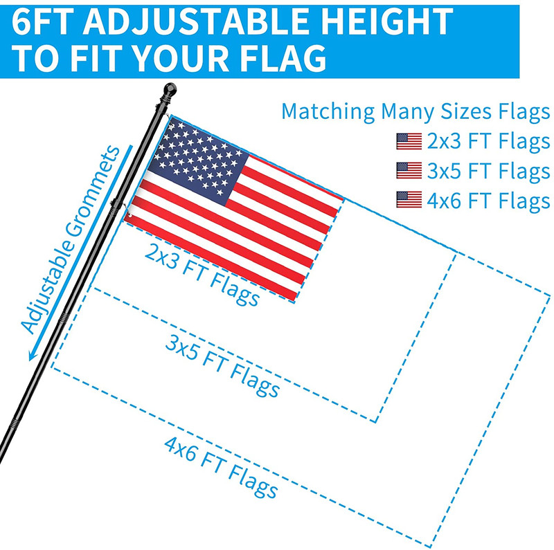 1/2Pack Flag Pole Kit 6Ft Flag Pole House Porch Holder Wall Mounting Bracket gallery