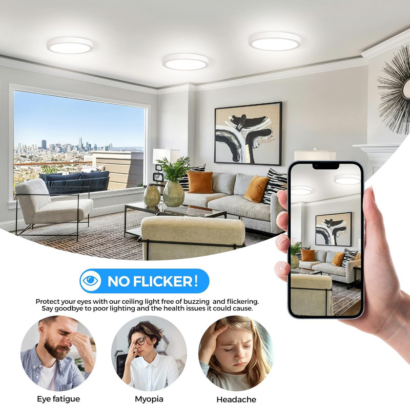 7Inch Flush Mount LED Ceiling Lights 100W Equivalent 5000K Daylight White, 15W 1 gallery