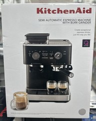 KitchenAid Semi-Automatic espresso machine With Burr Grinder Stainless Steel NEW