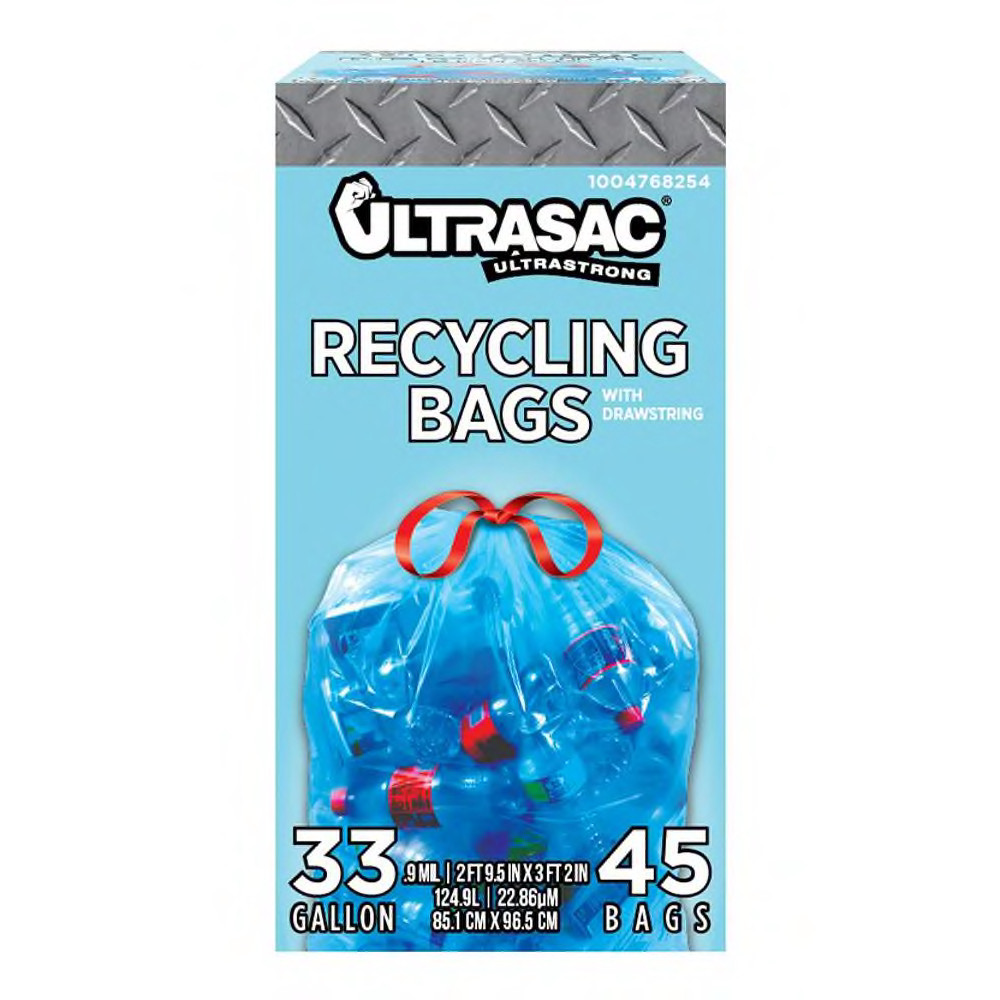 33 Gal. Drawstring Blue Recycling Bags (45-Count) gallery