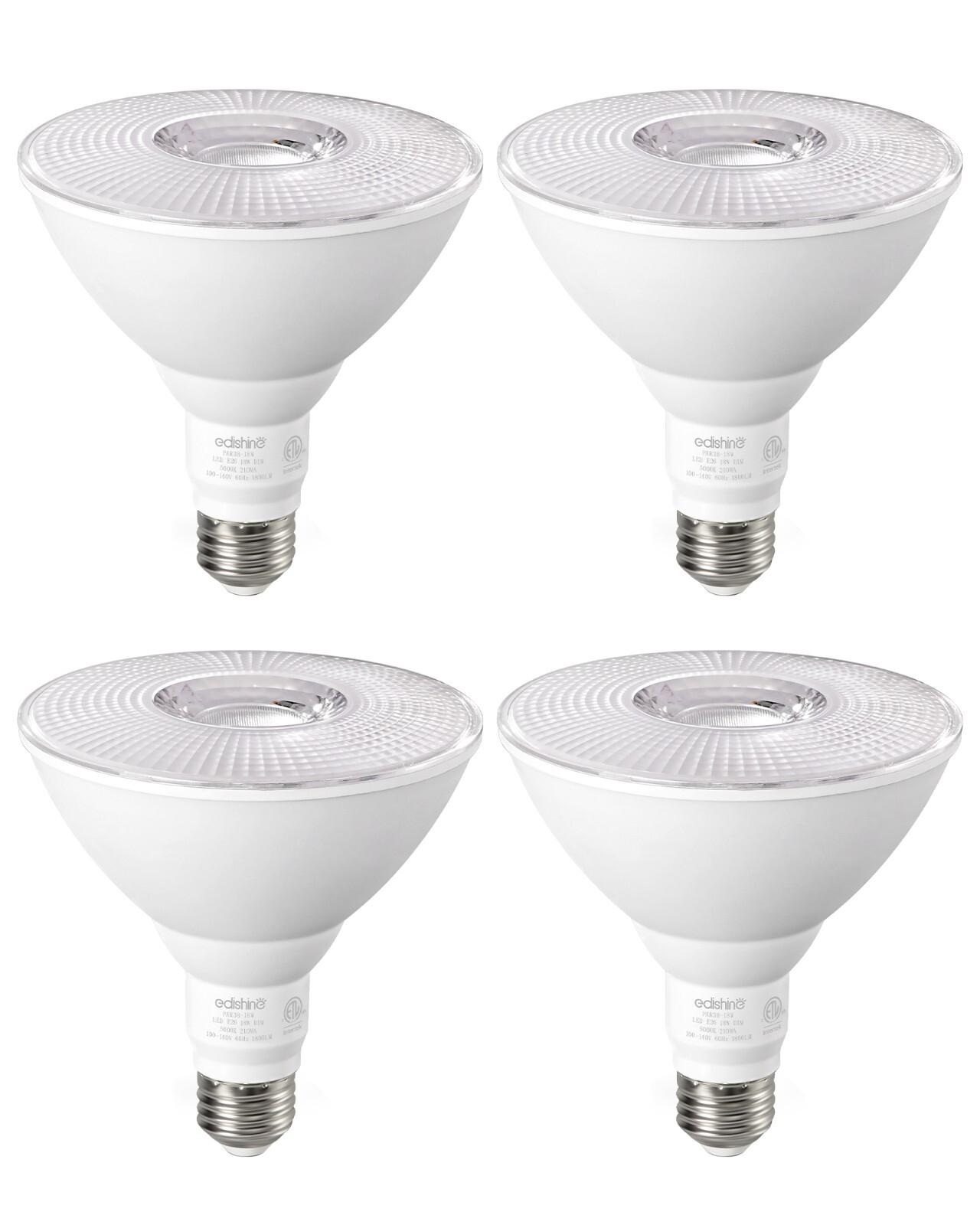 EDISHINE LED PAR38 Flood Light Outdoor Bulb 4 Pack,5000K Daylight 1800LM 18W gallery