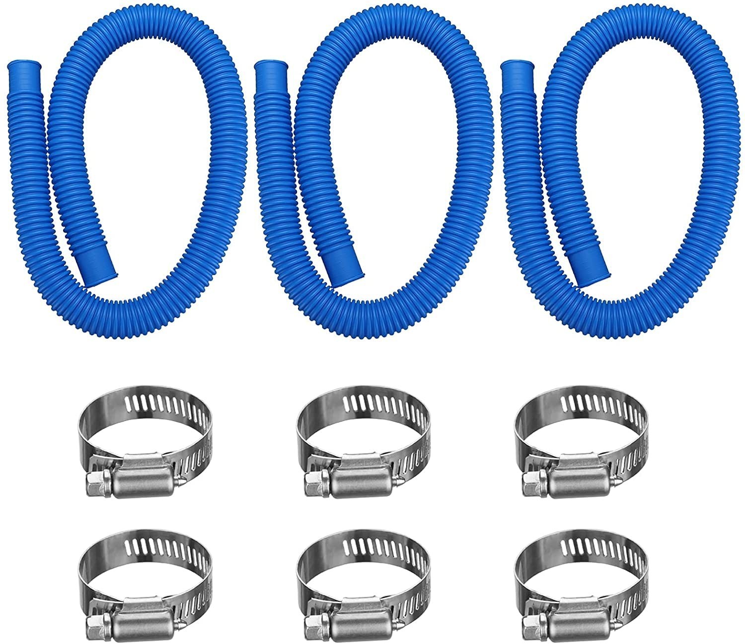 1.25”x41” Pool Pump Hose 3pk for Intex 607 637 w/6 Clamps - Above Ground gallery