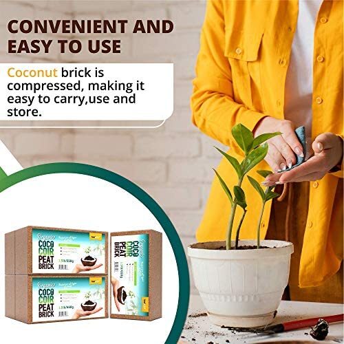 Coco Coir Brick 1.4 Lb Coconut Soil, Organic Natural Seed Starter - 5 Pack gallery