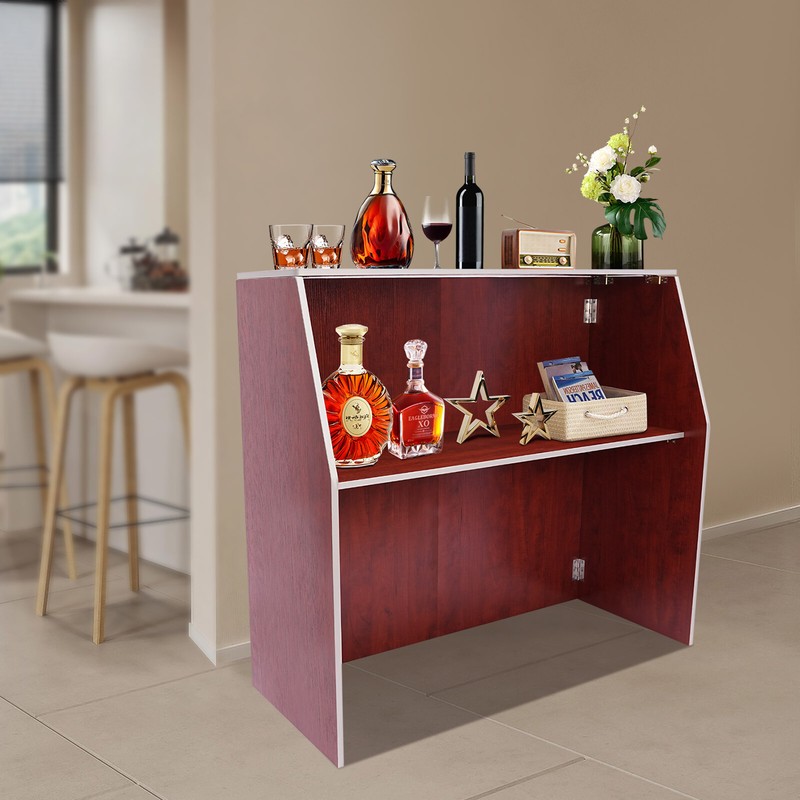 Foldable Bar Portable Freestanding Event Bar Portable Bar Cabinet Rectangular US gallery
