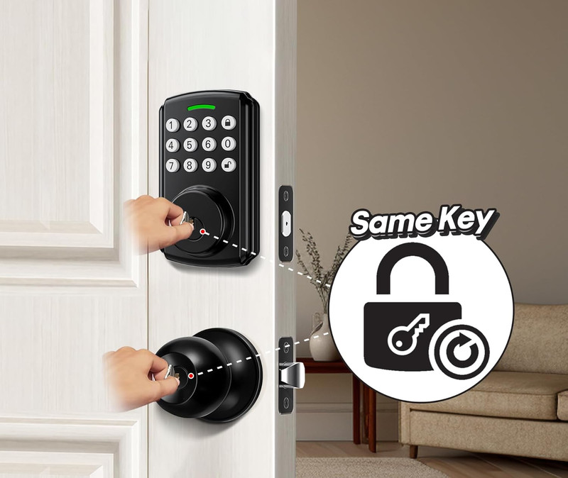 Wifi Keyless Entry Door Lock with Handle Set, Front Door Lock Set, Door Knob wit gallery