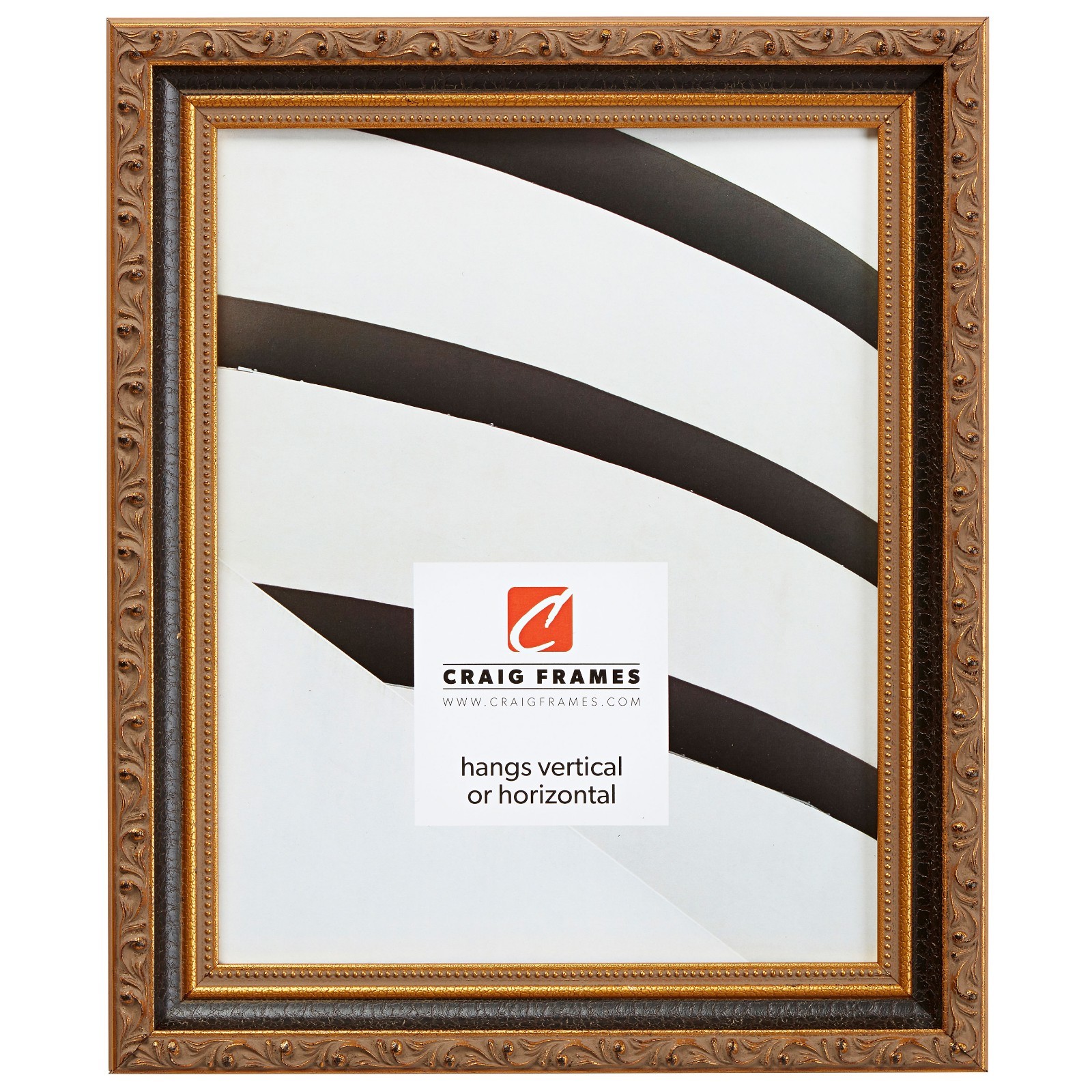 Craig Frames Regence, 1.25 Inch Wide Antique Gold And Black Picture Frame gallery
