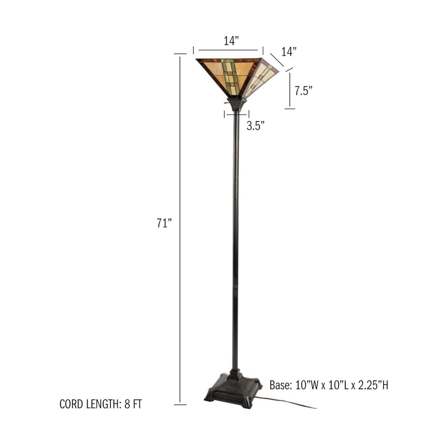 Tiffany Style Floor Lamp Mission Stained Glass Torchiere Lavish Home 72-TIFF-7 gallery
