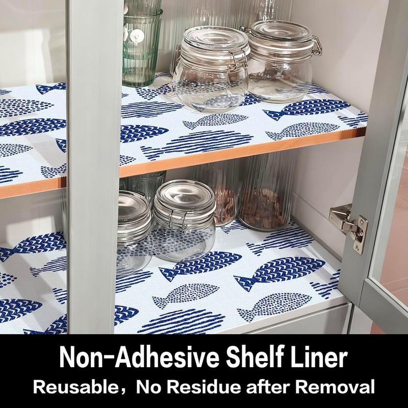 Blue Shelf Liner for Kitchen Cabinets Non Adhesive Drawer Liners Non Slip Cupboa gallery