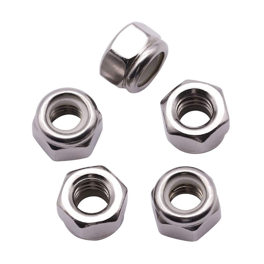 UNC 1/2"-13 inch Nylon Insert Hex Lock Nuts (10 Pack), 304 Stainless Steel (1...