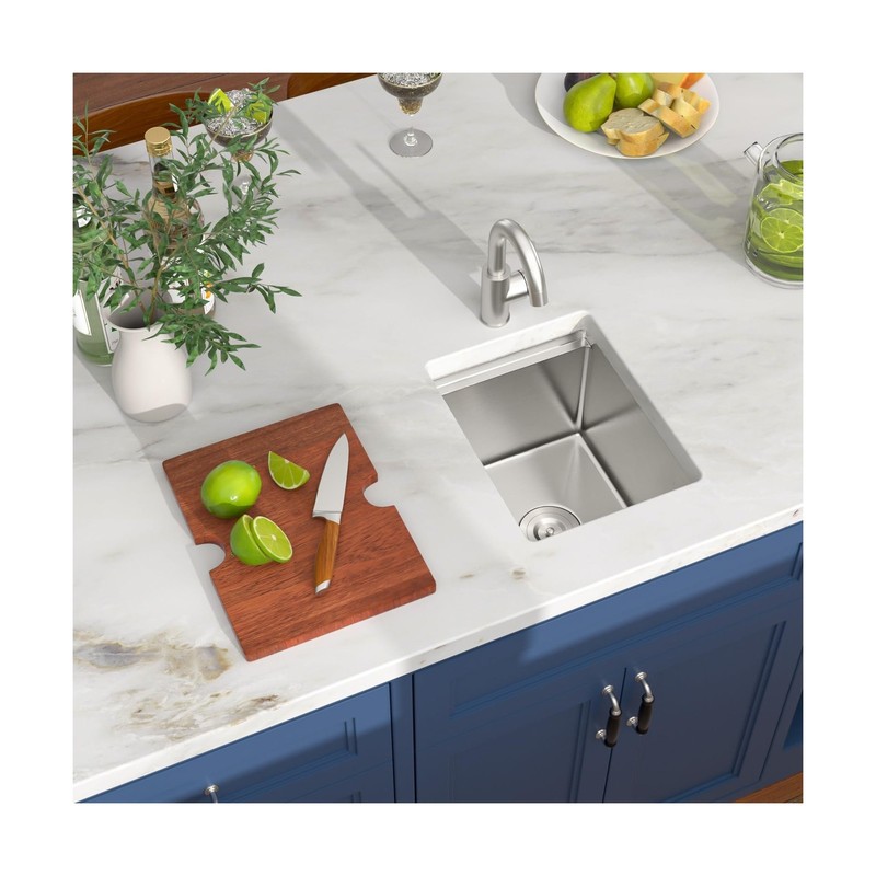 12x15 Inch Undermount Wet Bar Prep Sink Small Workstation Kitchen Sink, Singl... gallery