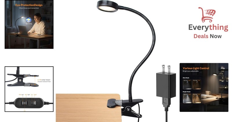 Adjustable Clip On LED Reading Light for Bed Headboard Desk & Computer Dimmable gallery