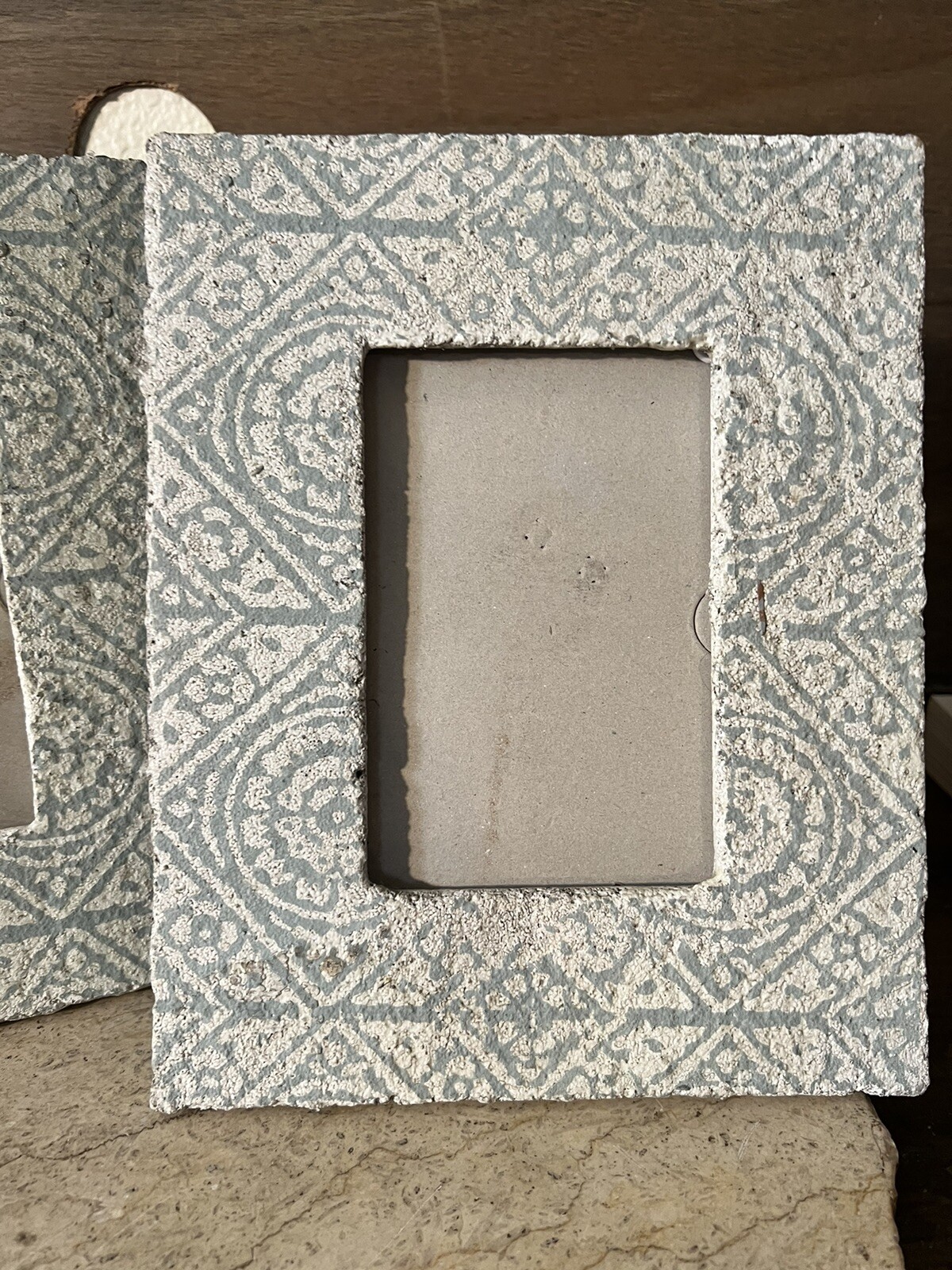 2 Creative Co-Op Photo Picture FrameS Shabby Distressed Chippy CEMENT green GRAY gallery