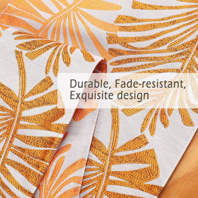 Orange Leaf Table Runner 12x70 Inch Reversible Polyester Kitchen Dining gallery