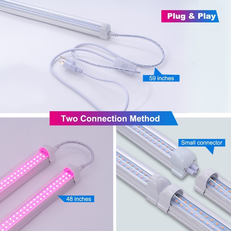 LED Grow Light,Linkable Double Row T8 Integrated Growth Tube Lamp 4ft 45W gallery
