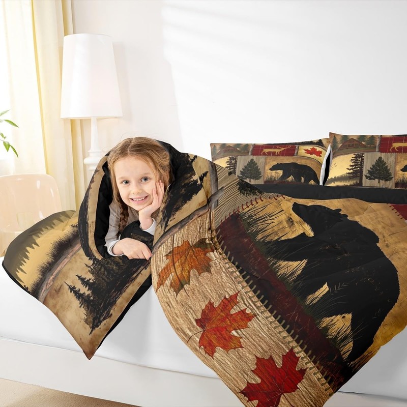 Erosebridal Patchwork Rustic Cabin Comforter Set Kingwoodland Animal Deer Bear gallery