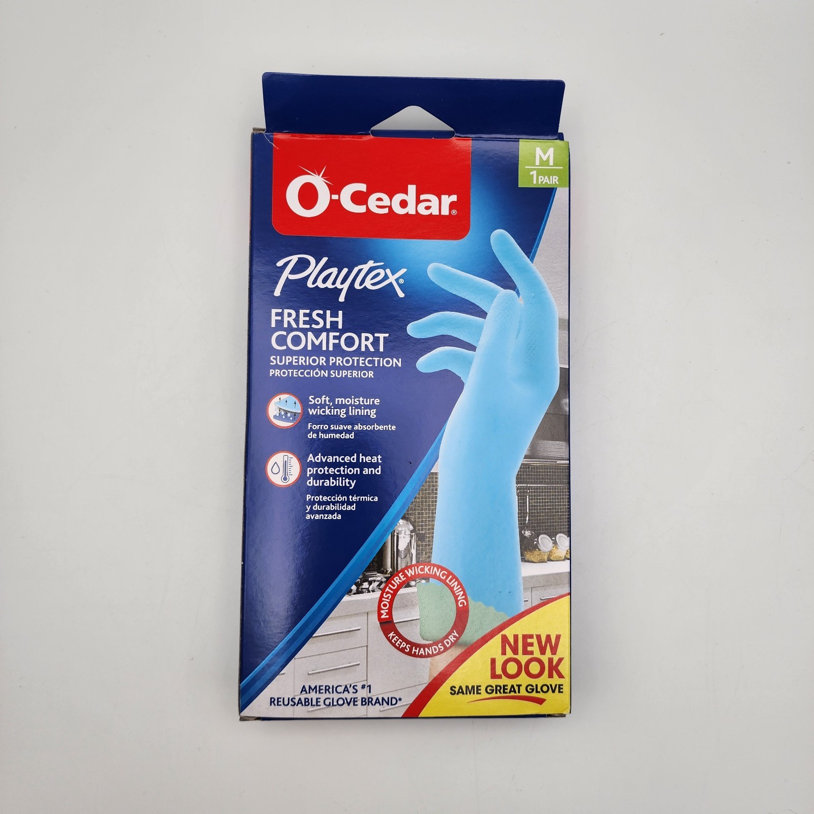 6 Pairs O-Cedar Playtex Fresh Comfort Blue Kitchen Rubber Gloves Size Medium gallery