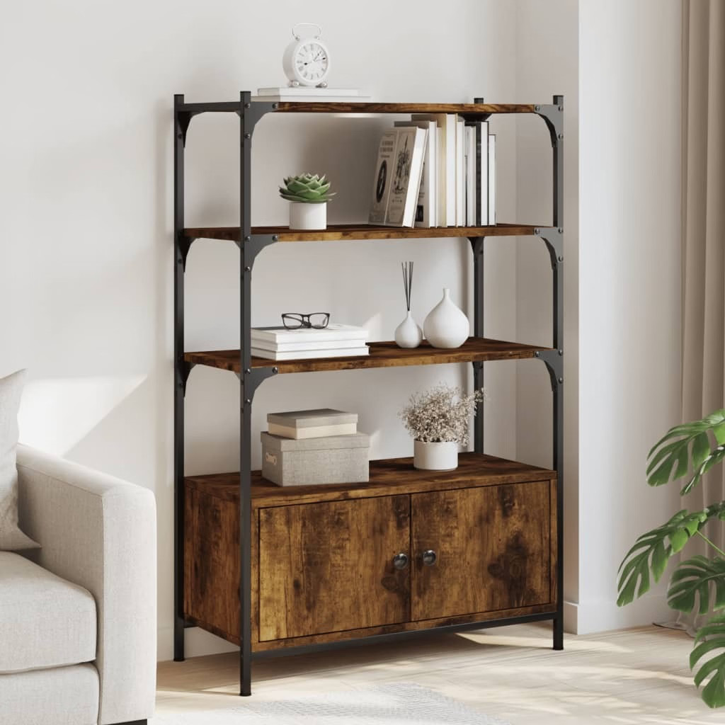 Bookcase Smoked Oak Engineered Wood, Metal Medium gallery