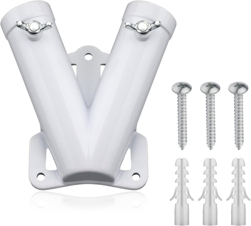 Double Flag Pole Bracket Holder for outside House, V Shape Sturdy Aluminum Alloy gallery