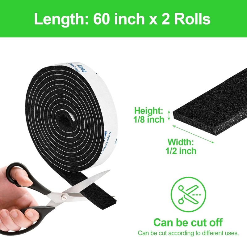 Heavy Duty Felt Strips 2 Rolls 1/2"x60" - Protect Floors & Silent Movement gallery