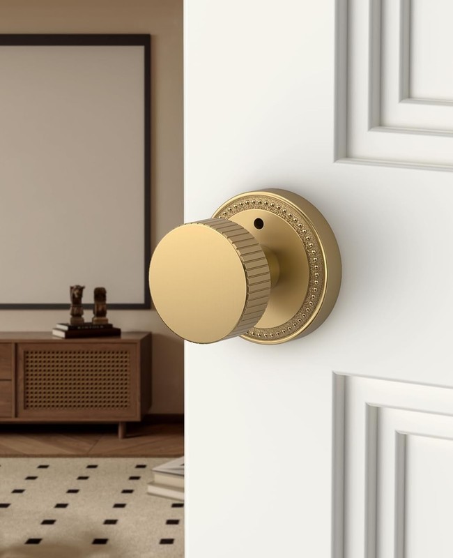 Asidrama 4-Pack Champagne Bronze Privacy Door Levers Interior Lock Set gallery