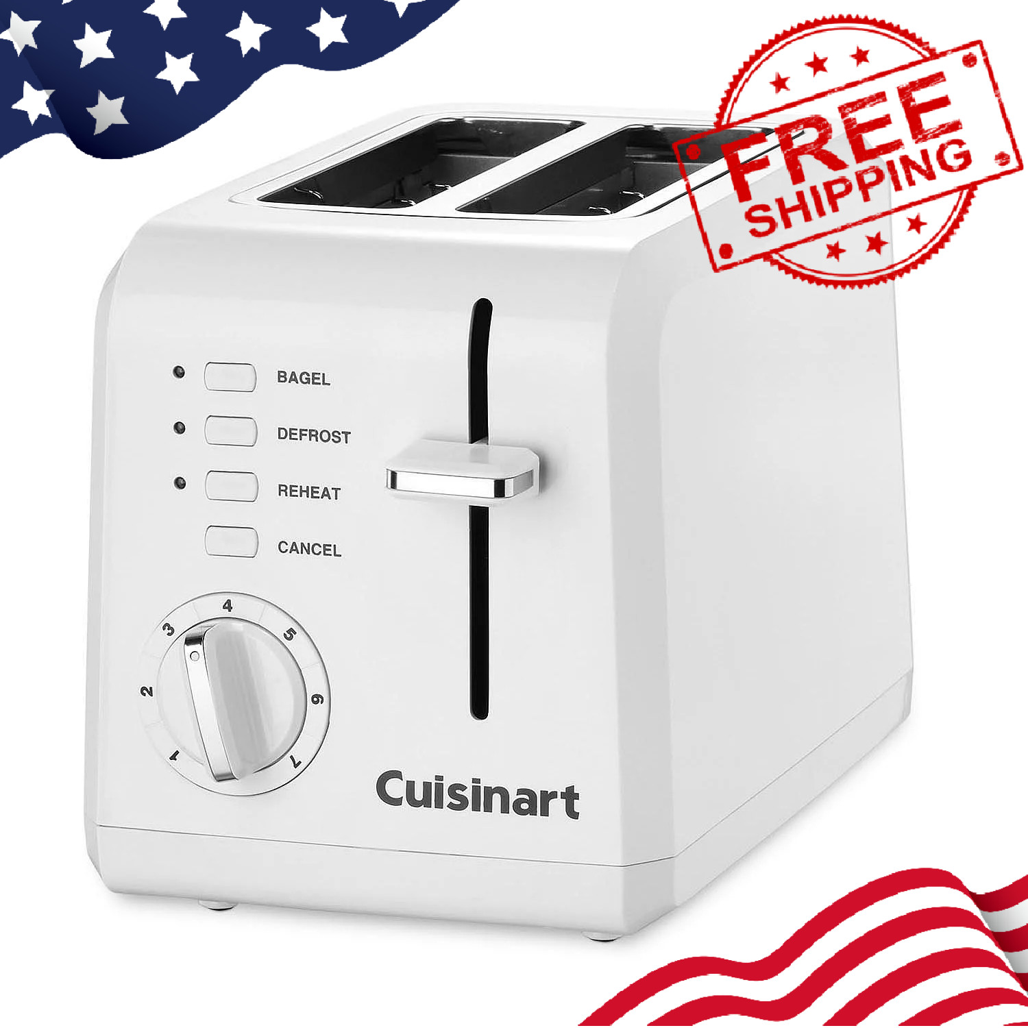 Cuisinart CPT-122 2-Slot Compact Toaster 7 Shade Defrost Reheat White gallery