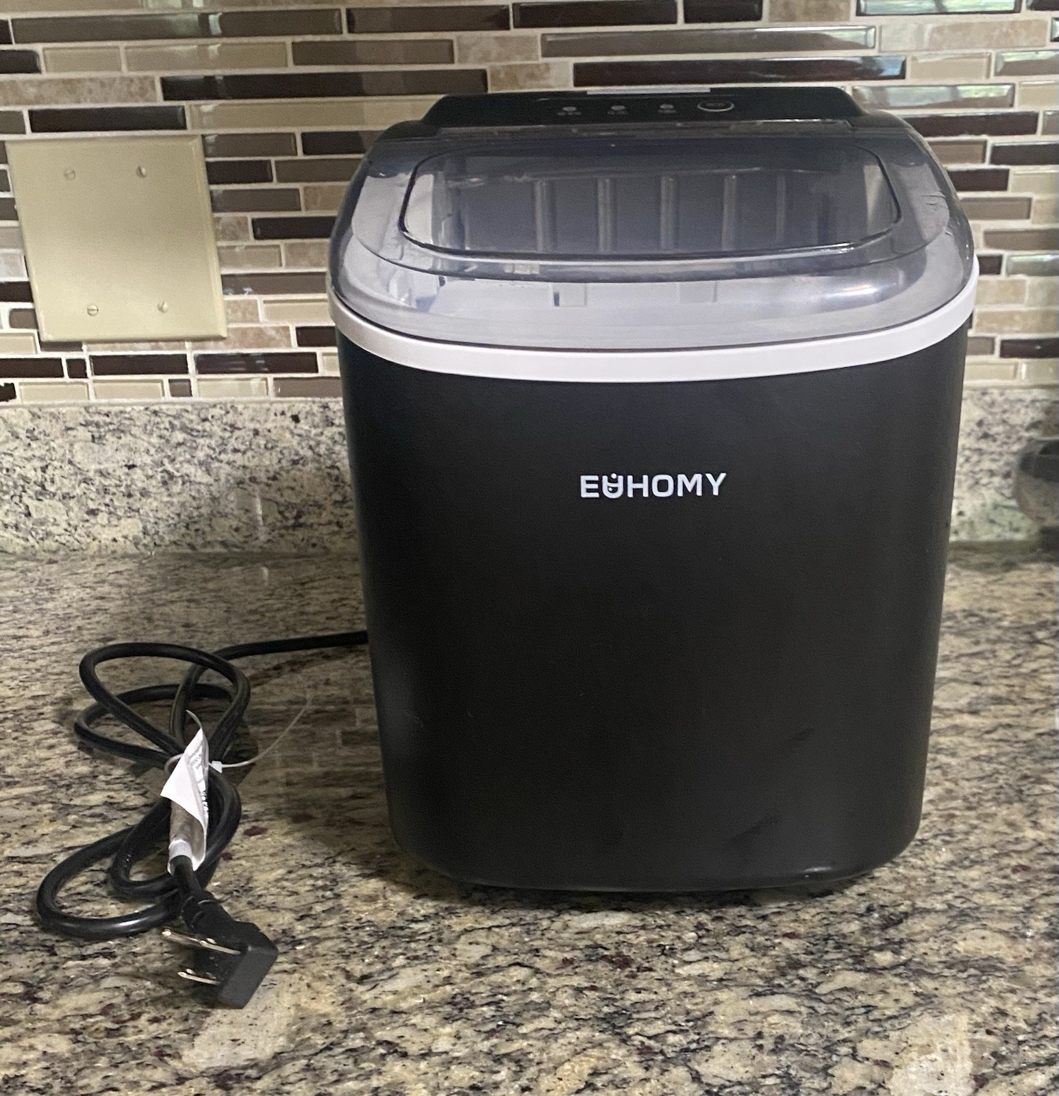 EUHOMY Countertop Ice Maker Machine with Handle 26lbs in 24Hrs 9 Ice Cubes Ready gallery