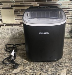 EUHOMY Countertop Ice Maker Machine with Handle 26lbs in 24Hrs 9 Ice Cubes Ready