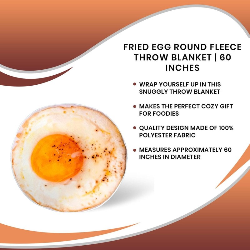 Fried Egg Round Fleece Throw Blanket | 60 Inches gallery