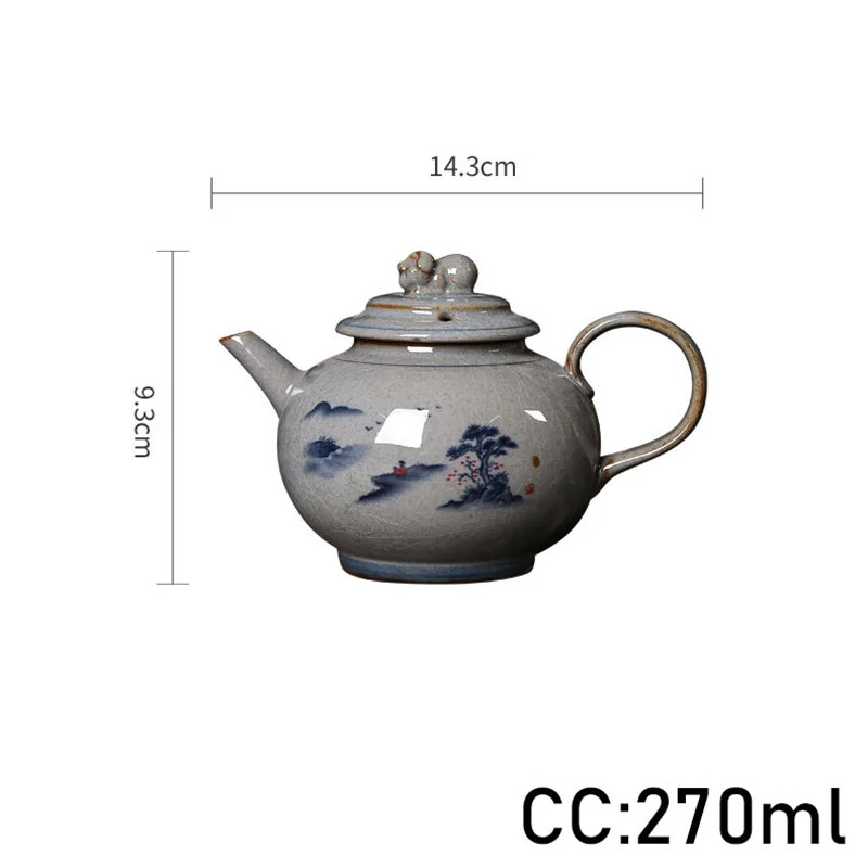 270ml Vintage Handmade Landscape Teapot Cracked Glaze Household Teakettle gallery