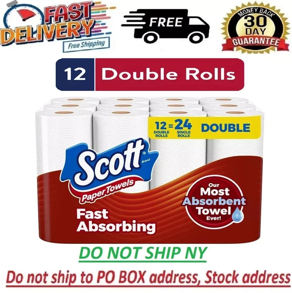 NEW Scott Paper Towels Bulk 24 Regular Rolls 12 Double Rolls White gallery