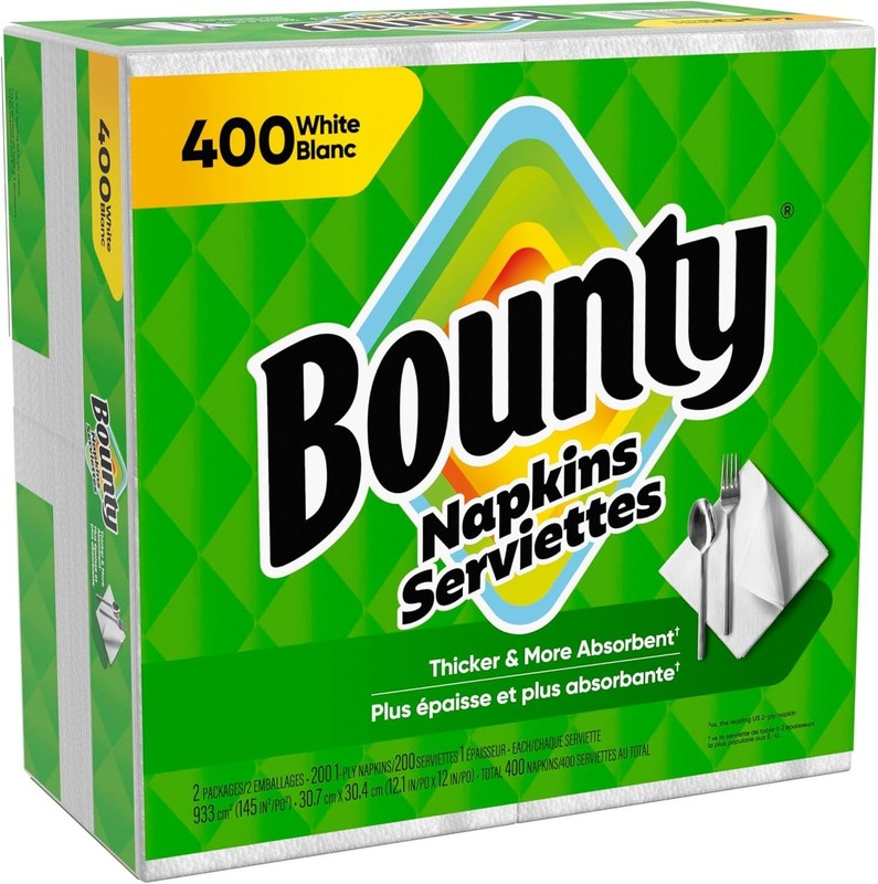 Bounty Paper Napkins, White, 200 Count or 400 Count gallery