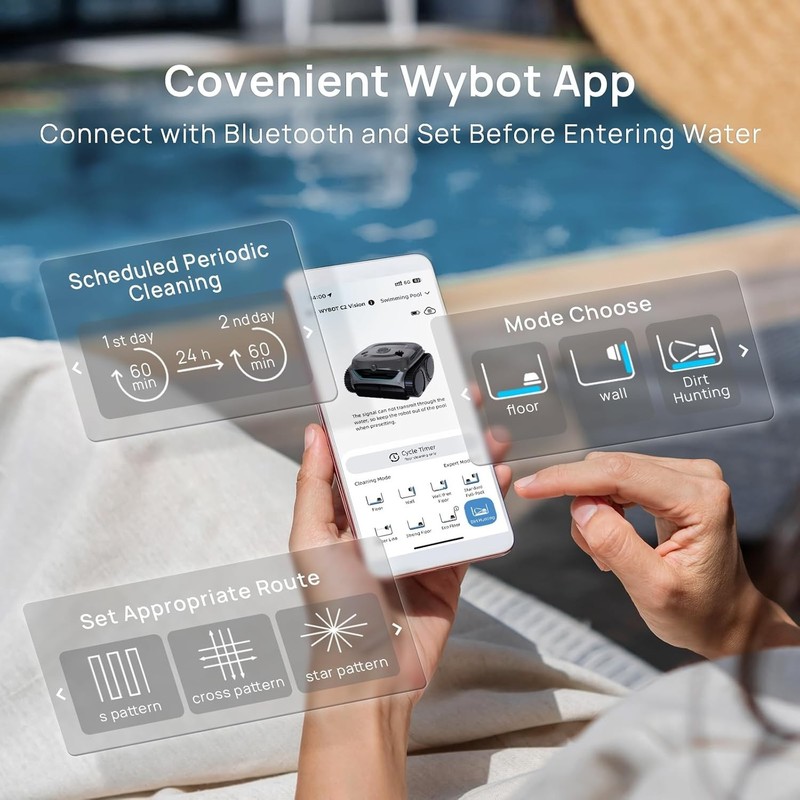 Upgraded WYBOT C2 Vision Robotic Pool Cleaner Cordless Pool Vacuum Inground Pool gallery