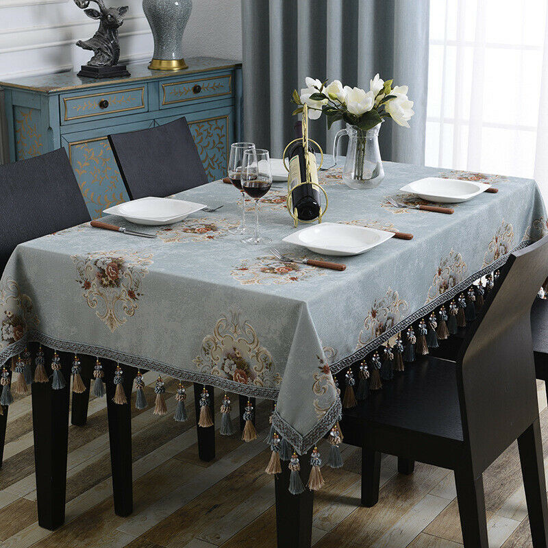 Chenille Classic Tablecloths Rectangle Square European Tassel Home Table Cover gallery