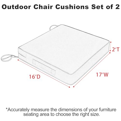 Patio Chair Cushionsch Waterproof Outdoor Seat Cushions 17 x 16 x 2 In Blue gallery