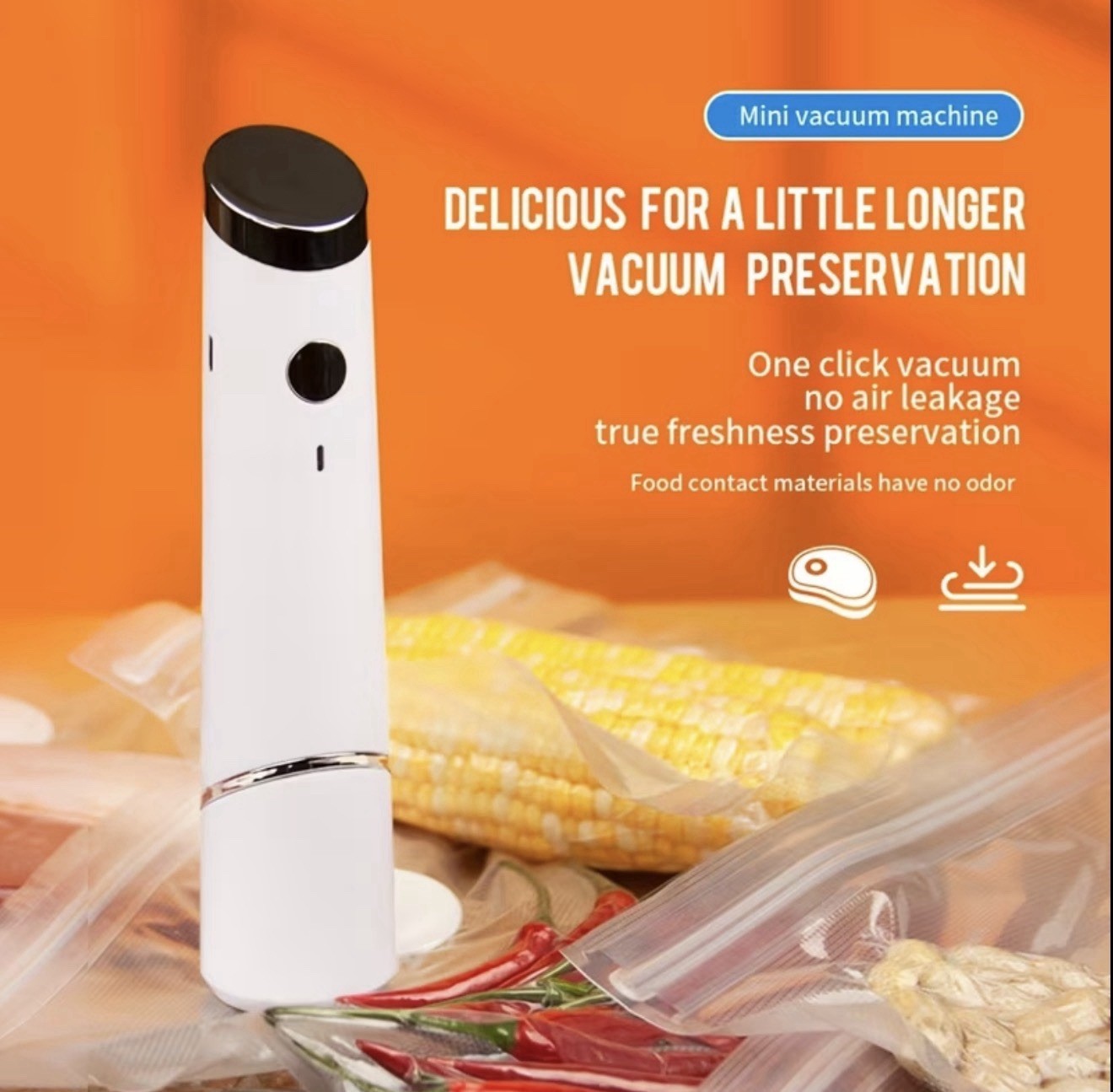 Vacuum Sealer Machine Portable USB Rechargeable Food Saver PP ABS + 10bags gallery