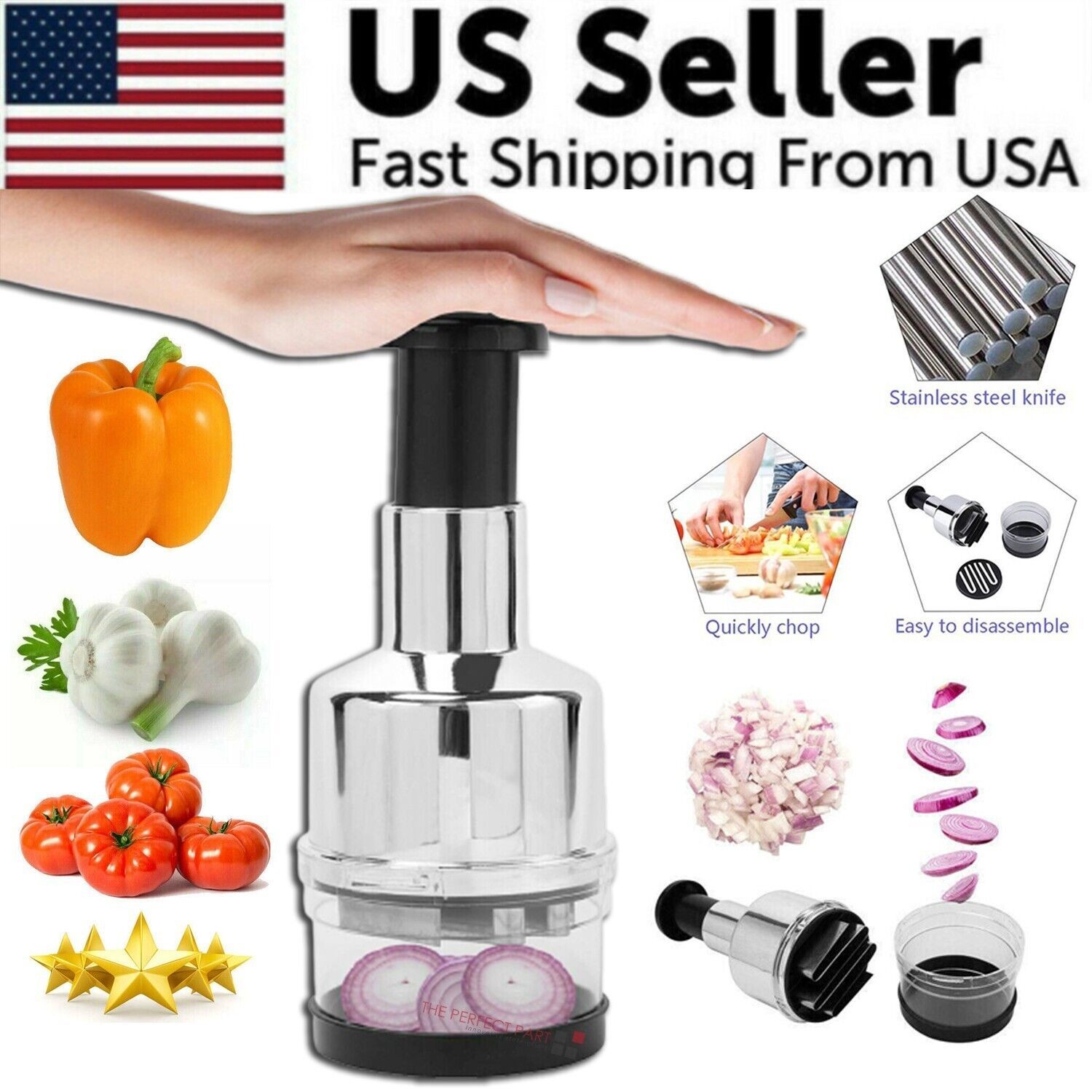 Vegetable Fruit Salad Onion Garlic Food Hand Chopper Cutter Slicer Peeler Dicer gallery