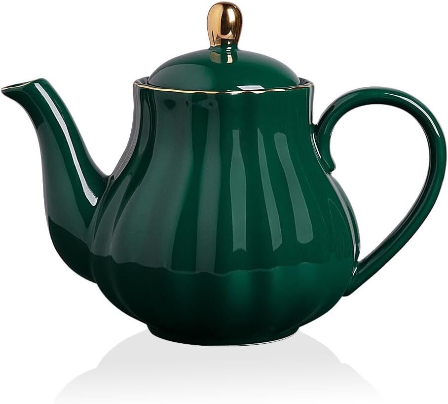 Royal Teapot, Ceramic Tea Pot with Removable Stainless Steel Infuser, Blooming & gallery