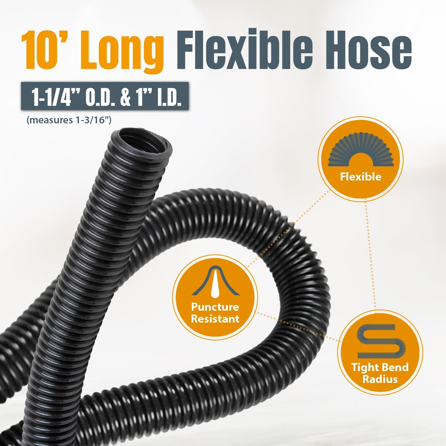 POWERTEC 70356 Dust Collection Hose with 2 Fittings Plus 1 Quick Connector gallery