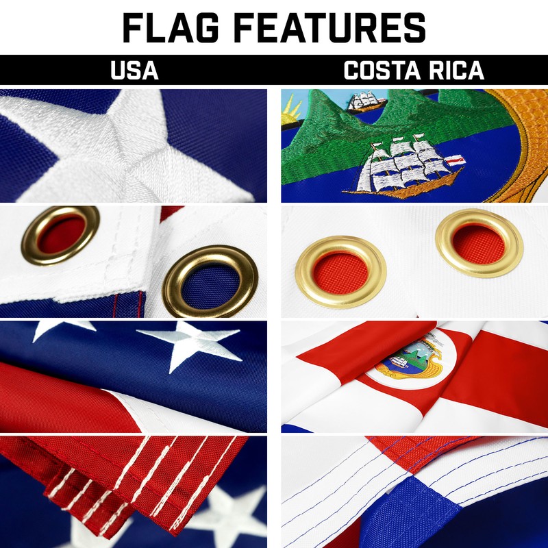 25 Ft Telescoping Flagpole Black & American and Costa Rica Flags Emb 300D 3x5Ft gallery