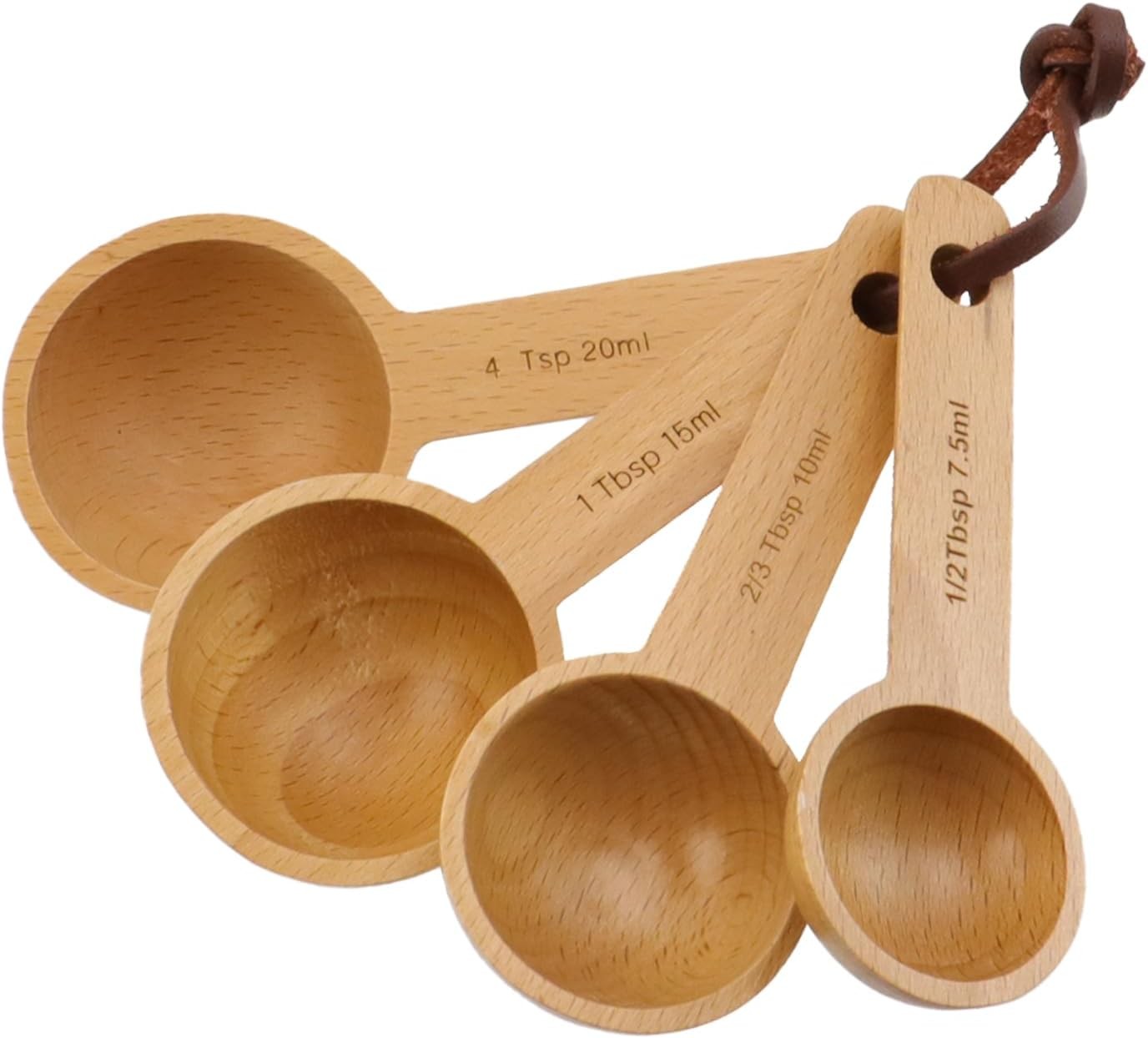 7.5ml, 10ml, 15ml, 20ml Wood Measuring Spoons and Scoops Set Wooden gallery