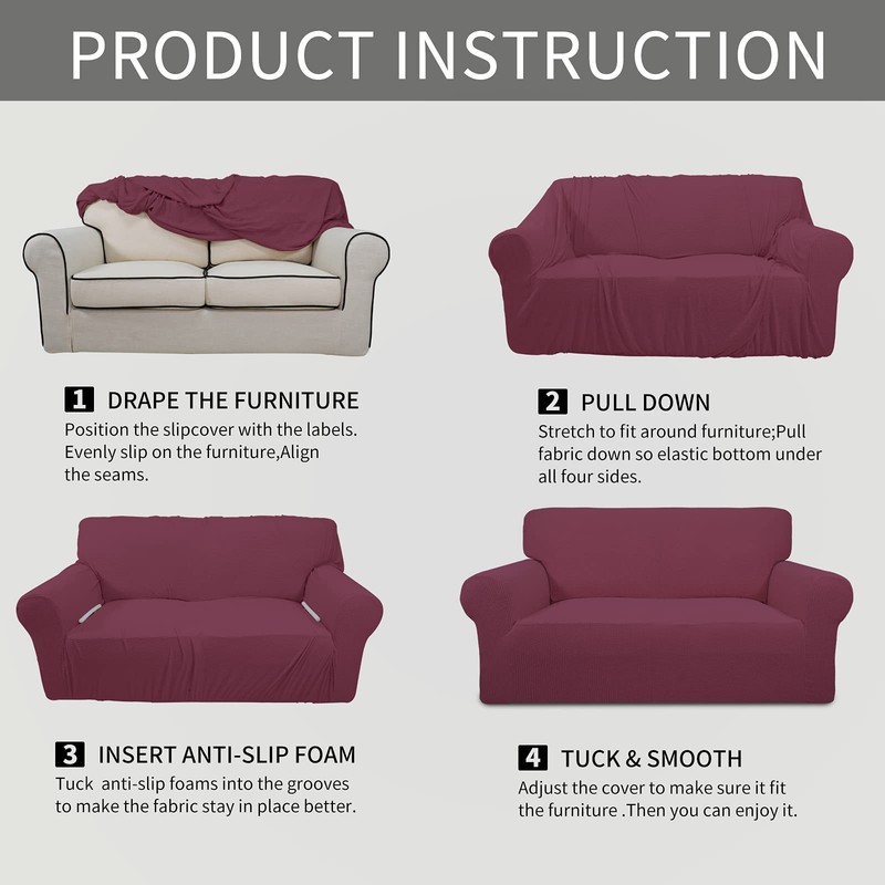 Easy-Going Stretch Sofa Slipcover 1-Piece Cover Large Sofa, Ash Rose gallery