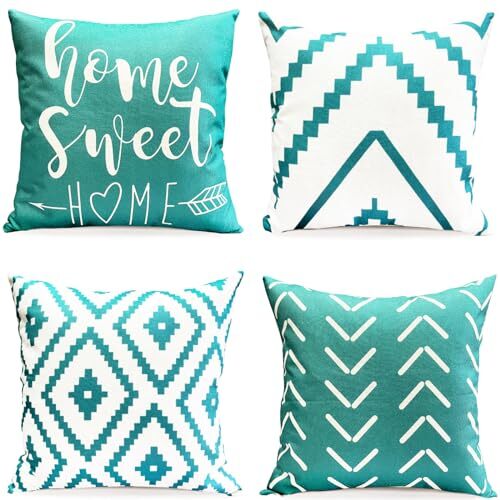 Decorative Throw Pillow Covers 18x18 Inch Aqua 18"L x 18"W Aqua Blue-geometric gallery