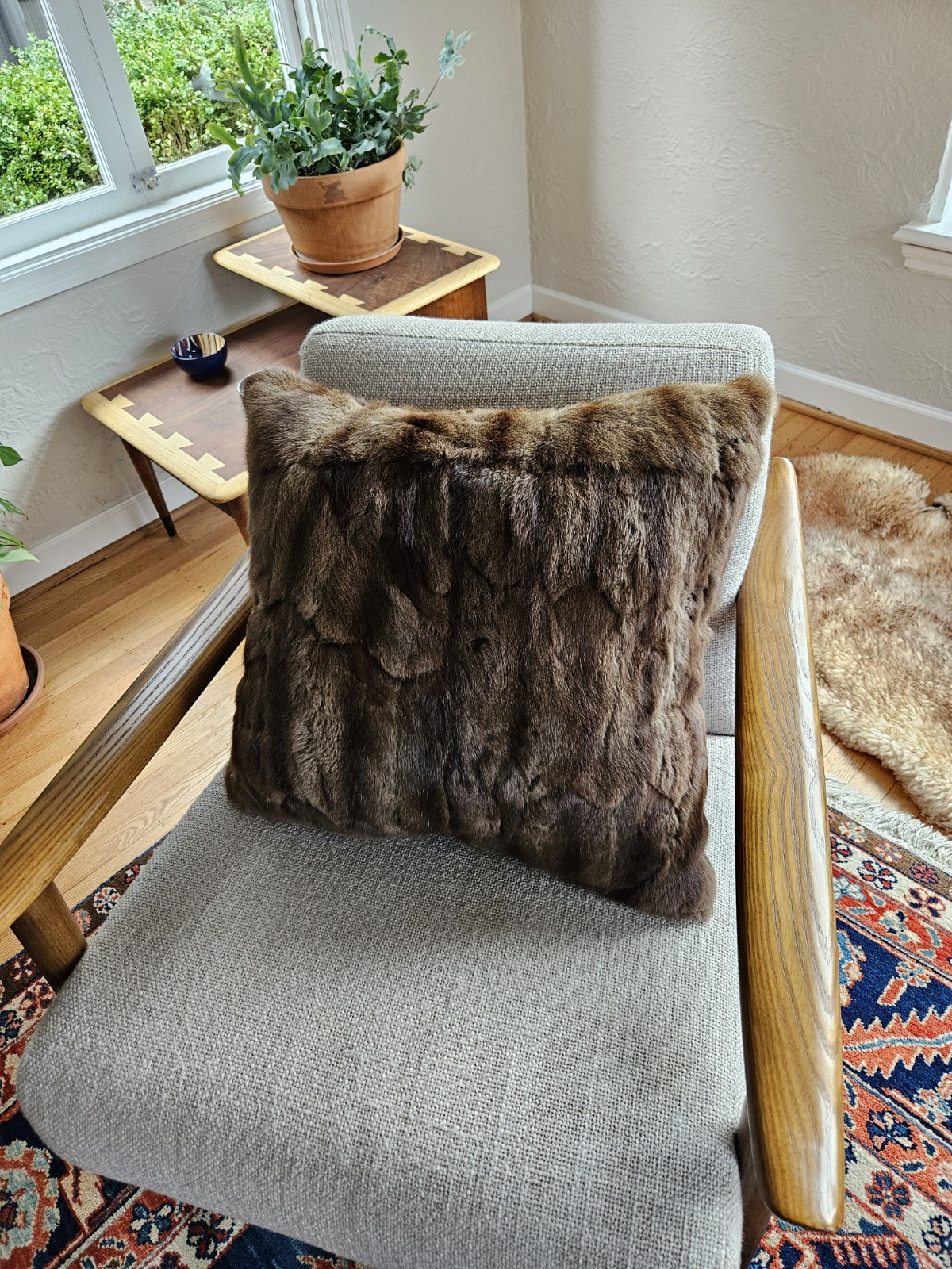 Mink Fur Pillow double sided Decorative Poly Fill 18" x 18" gallery