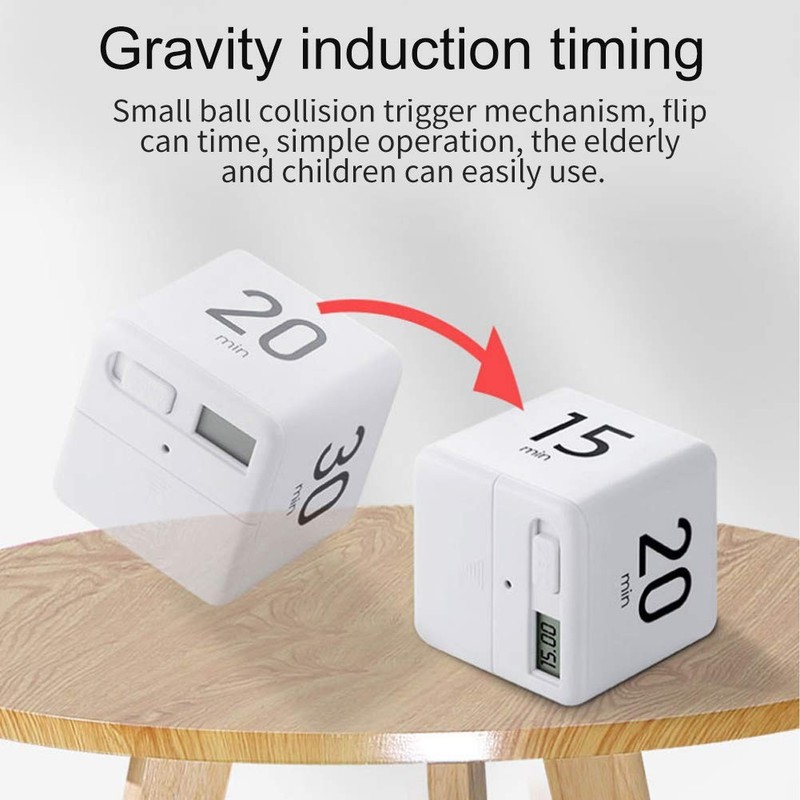 Cube Timer - 5, 15, 30 & 60 Min for Time Management (White) Kitchen & White gallery